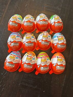 Kinder Joy Assorted Egg Candy - Orange & White - Set of 12 Toys Only (lot 2)